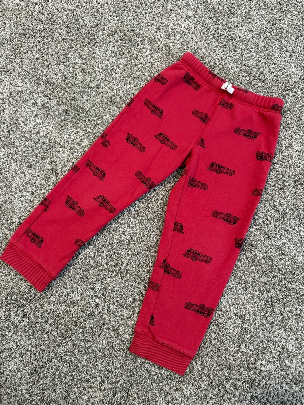 Carter’s Red Kids Sweatpants with Black Fire truck Print